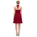 Grace Karin Halter Design Chiffon curto vestido de dama de honra vermelho escuro CL2290-3